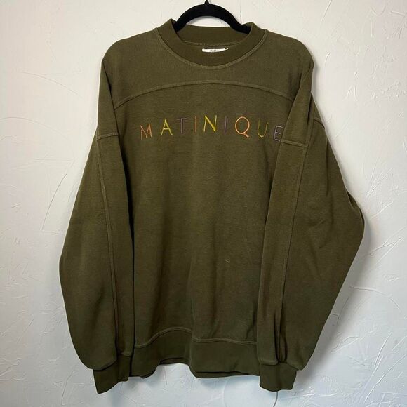 Matinique Other - Vintage Matinique Men's Olive Green Sweatshirt Size XL Streetwear Embroidery y2k